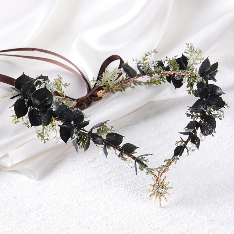 MOSTORY Woodland Flower Fairy Crown - Forest Elf Crown Circlet for Renaissance Accessories Women Fairycore Renfaire Cosplay - Image 4